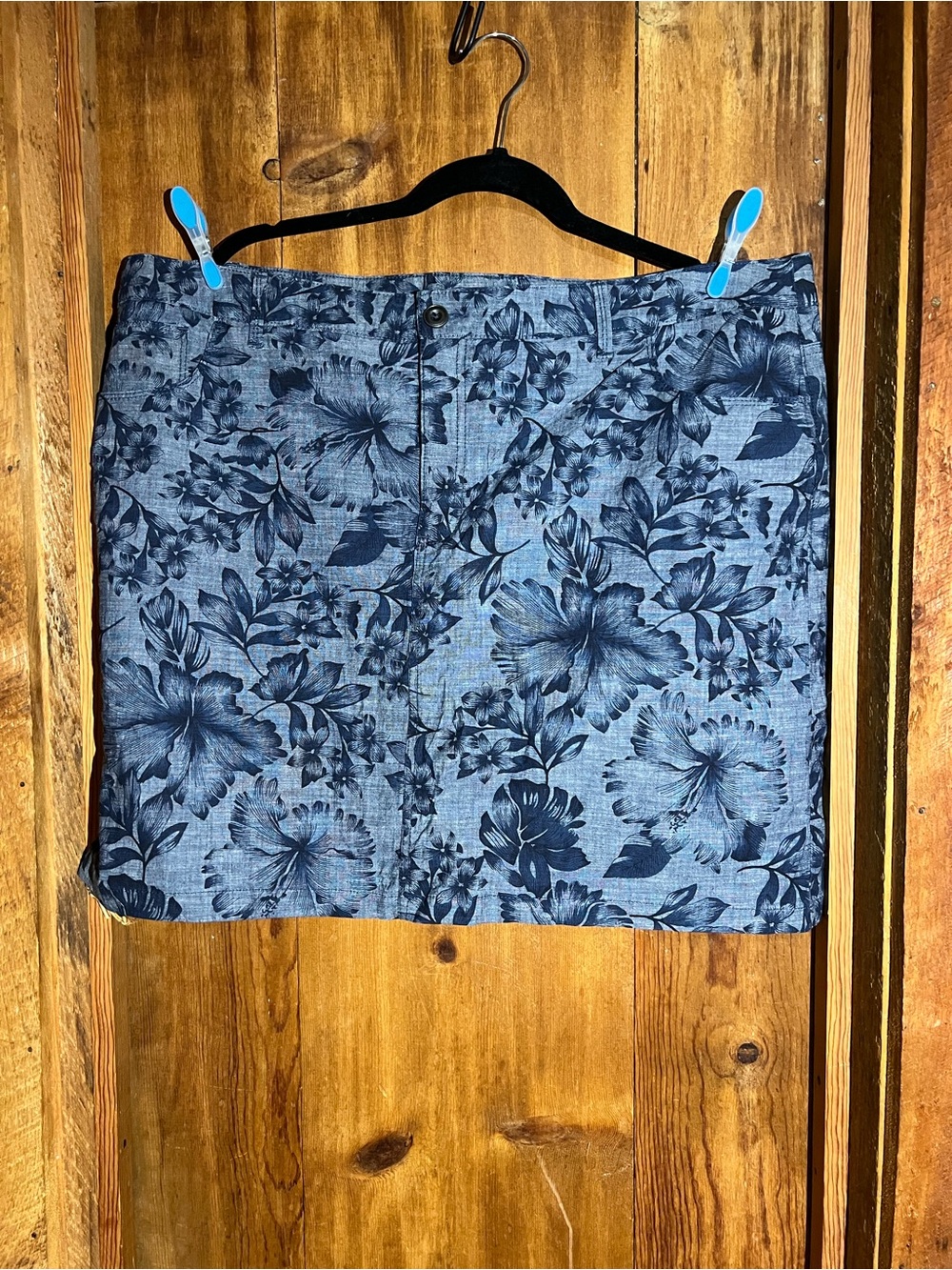 croft & barrow Blue Floral Denim-Style Mini Skirt